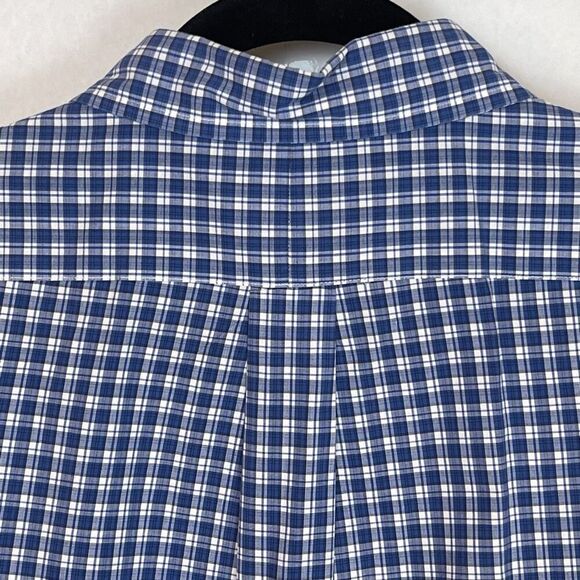 RALPH LAUREN Shirt Men's Large Blue White Plaid Short Sleeve Button Down Collar - Picture 8 of 12